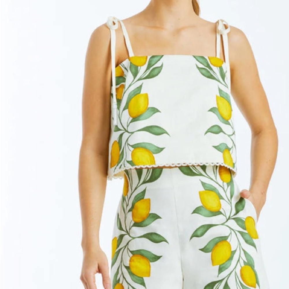 Mestiza Lemon Print Reversible Crop Top and Shorts Set